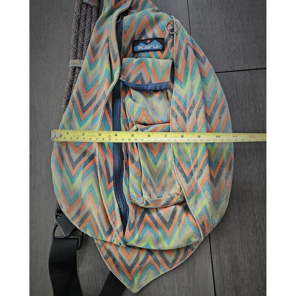 Kavu Rope Sling Bag Orange Geometric Chevron Aztec Canvas Shoulder Backpack - Picture 11 of 11